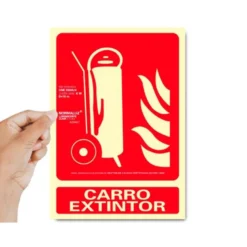 PICTOGRAMA ARCHIVO 2000 CARRO EXTINTOR PVC COLOR ROJO LUMINISCENTE 210X300 MM