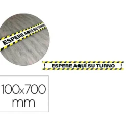 PICTOGRAMA ARCHIVO 2000 ESPERE SU TURNO MANTEGA LA DISTANCIA DE SEGURIDAD VINILO ADHESIVO COLOR AMARILLO 100X700 MM