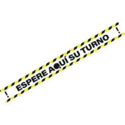 PICTOGRAMA ARCHIVO 2000 ESPERE SU TURNO MANTEGA LA DISTANCIA DE SEGURIDAD VINILO ADHESIVO COLOR AMARILLO 100X700 MM