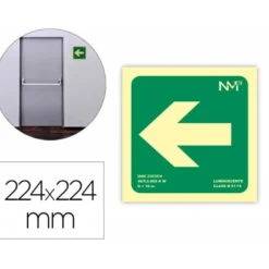 PICTOGRAMA ARCHIVO 2000 FLECHA IZQUIERDA PVC COLOR VERDE LUMINISCENTE 224X224 MM