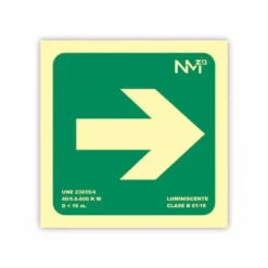 PICTOGRAMA ARCHIVO 2000 FLECHA DERECHA PVC COLOR VERDE LUMINISCENTE 224X224 MM