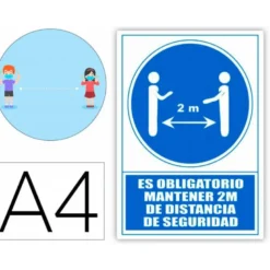PICTOGRAMA ARCHIVO 2000 OBLIGATORIO MANTENER 2 M DE DISTANCIA DE SEGURIDAD PVC COLOR AZUL 210X297 MM