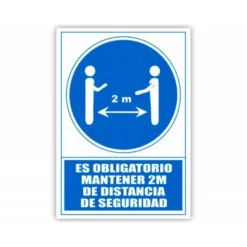 PICTOGRAMA ARCHIVO 2000 OBLIGATORIO MANTENER 2 M DE DISTANCIA DE SEGURIDAD PVC COLOR AZUL 210X297 MM