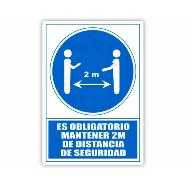 PICTOGRAMA ARCHIVO 2000 OBLIGATORIO MANTENER 2 M DE DISTANCIA DE SEGURIDAD PVC COLOR AZUL 210X297 MM