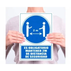 PICTOGRAMA ARCHIVO 2000 OBLIGATORIO MANTENER 2 M DE DISTANCIA DE SEGURIDAD PVC COLOR AZUL 210X297 MM