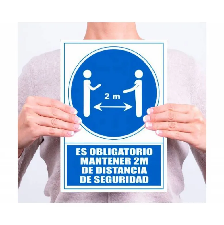 PICTOGRAMA ARCHIVO 2000 OBLIGATORIO MANTENER 2 M DE DISTANCIA DE SEGURIDAD PVC COLOR AZUL 210X297 MM