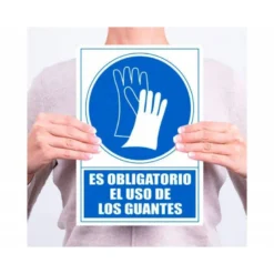 PICTOGRAMA ARCHIVO 2000 OBLIGATORIO USO DE GUANTES PVC COLOR AZUL LUMINISCENTE 210X297 MM