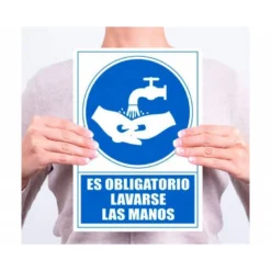 PICTOGRAMA ARCHIVO 2000 OBLIGATORIO LAVARSE LAS MANOS PVC COLOR AZUL 210X297 MM