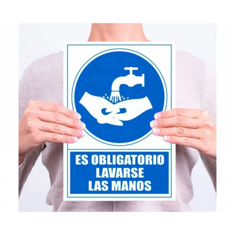 PICTOGRAMA ARCHIVO 2000 OBLIGATORIO LAVARSE LAS MANOS PVC COLOR AZUL 210X297 MM