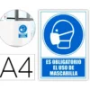 PICTOGRAMA ARCHIVO 2000 OBLIGATORIO EL USO DE MASCARILLA PVC COLOR AZUL 210X297 MM