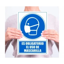 PICTOGRAMA ARCHIVO 2000 OBLIGATORIO EL USO DE MASCARILLA PVC COLOR AZUL 210X297 MM