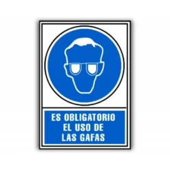 PICTOGRAMA ARCHIVO 2000 OBLIGATORIO USO DE GAFAS PVC COLOR AZUL LUMINISCENTE 210X297 MM