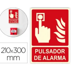 PICTOGRAMA ARCHIVO 2000 PULSADOR DE ALARMA PVC COLOR ROJO LUMINISCENTE 210X300 MM