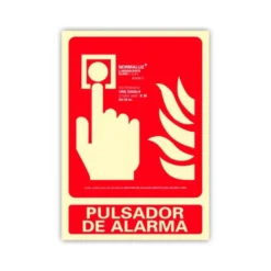 PICTOGRAMA ARCHIVO 2000 PULSADOR DE ALARMA PVC COLOR ROJO LUMINISCENTE 210X300 MM