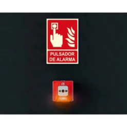 PICTOGRAMA ARCHIVO 2000 PULSADOR DE ALARMA PVC COLOR ROJO LUMINISCENTE 210X300 MM