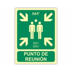 Pictograma archivo 2000 punto de reunion pvc verde luminiscente 224x300 mm