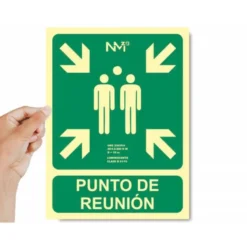 Pictograma archivo 2000 punto de reunion pvc verde luminiscente 224x300 mm