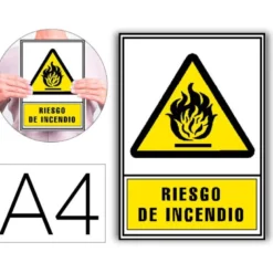 PICTOGRAMA ARCHIVO 2000 RIESGO DE INCENDIO PVC COLOR AMARILLO LUMINISCENTE 210X297 MM