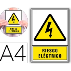 PICTOGRAMA ARCHIVO 2000 RIESGO ELECTRICO PVC COLOR AMARILLO LUMINISCENTE 210X297 MM