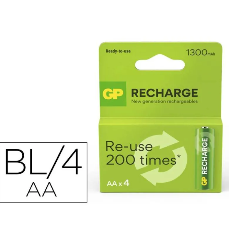 PILA GP RECARGABLE AA 1300 MAH BLISTER DE 4 UNIDADES