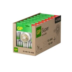 PILA GP ULTRA ALCALINA BLISTER DE 12 UNIDADES AA + 12 UNIDADES AAA + VENTILADOR DE MANO
