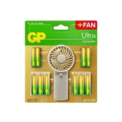 PILA GP ULTRA ALCALINA BLISTER DE 12 UNIDADES AA + 12 UNIDADES AAA + VENTILADOR DE MANO