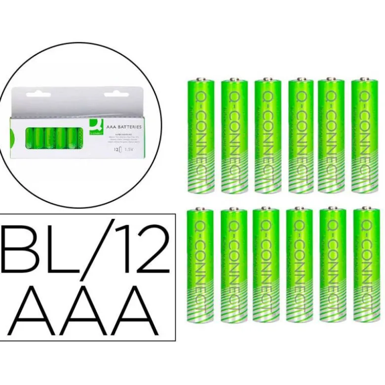 PILA Q-CONNECT ALCALINA AAA BLISTER CON 12 UNIDADES