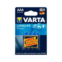 PILA VARTA ALCALINA LONGLIFE POWER AAA TIPO LR-03 BLISTER DE 4 UNIDADES