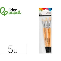 PINCELES DE PELO DE CERDA LIDERPAPEL PUNTAS SURTIDAS BOLSA DE 5 UNIDADES CERTIFICADO FSC