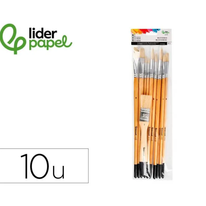 PINCELES DE PELO DE CERDA LIDERPAPEL PUNTAS SURTIDAS BOLSA DE 11 UNIDADES CERTIFICADO FSC