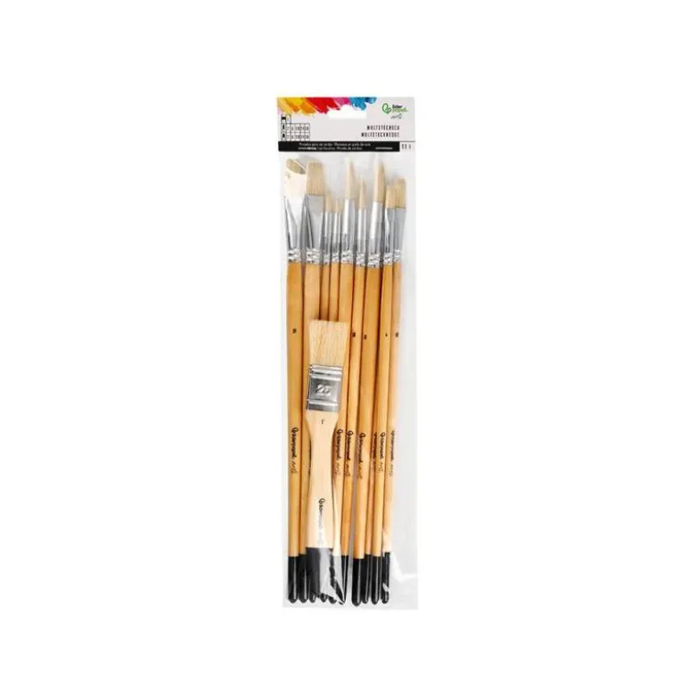 PINCELES DE PELO DE CERDA LIDERPAPEL PUNTAS SURTIDAS BOLSA DE 11 UNIDADES CERTIFICADO FSC