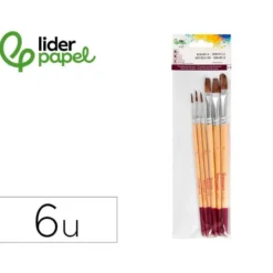 PINCELES DE PELO DE PONY LIDERPAPEL PUNTAS SURTIDAS BOLSA DE 6 UNIDADES CERTIFICADO FSC