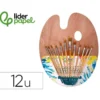 PINCELES SINTETICOS LIDERPAPEL PACK DE 12 UNIDADES CON PUNTAS Y TAMAÑOS SURTIDOS + PALETA DE MADERA
