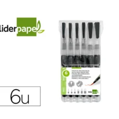 PINCEL LIDERPAPEL RECARGABLE PARA PRODUCTOS ACUARELABLES SET DE 6 UNIDADES GROSOR PUNTAS SURTIDAS