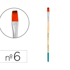 PINCEL PARA PINTURA ACRILICA Y ACUARELA LIDERPAPEL N 6 PUNTA PLANA DE PELO SINTETICO CERTIFICADO FSC