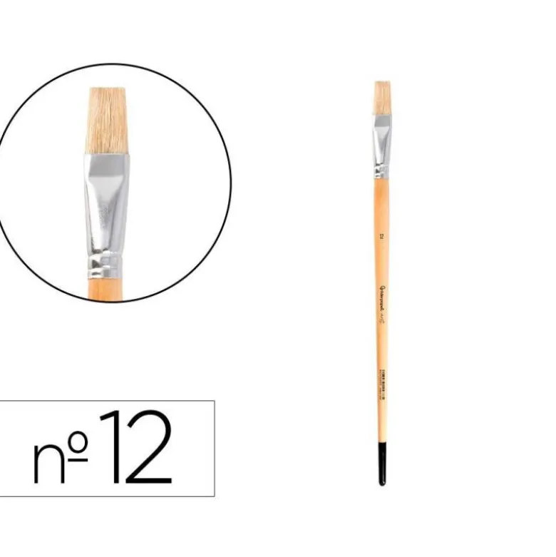 PINCEL PARA PINTURA AL OLEO Y ACRILICA LIDERPAPEL N 12 PUNTA PLANA DE PELO DE CERDA CERTIFICADO FSC