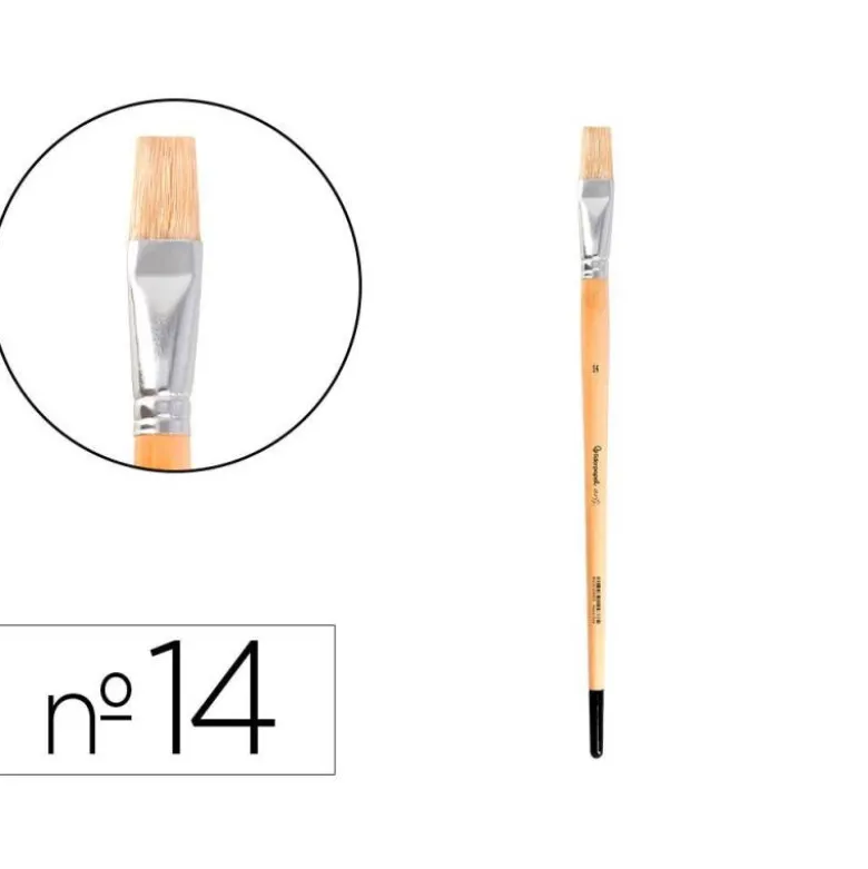 PINCEL PARA PINTURA AL OLEO Y ACRILICA LIDERPAPEL N 14 PUNTA PLANA DE PELO DE CERDA CERTIFICADO FSC