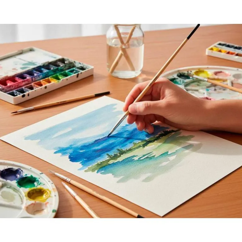 PINCEL PARA PINTURA AL OLEO Y ACRILICA LIDERPAPEL N 00 PUNTA PLANA DE PELO DE CERDA CERTIFICADO FSC