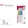 PINCEL TOMBOW WATER BRUSH CON DEPOSITO RELLENABLE BLISTER DE 3 UNIDADES PUNTA FINA/MEDIA/PLANA