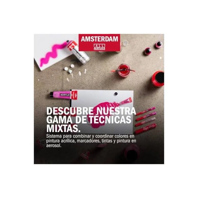 PINTURA ACRILICA AMSTERDAM BOTE 120 ML CAJA DE 5 UNIDADES COLORES BASICOS SURTIDOS