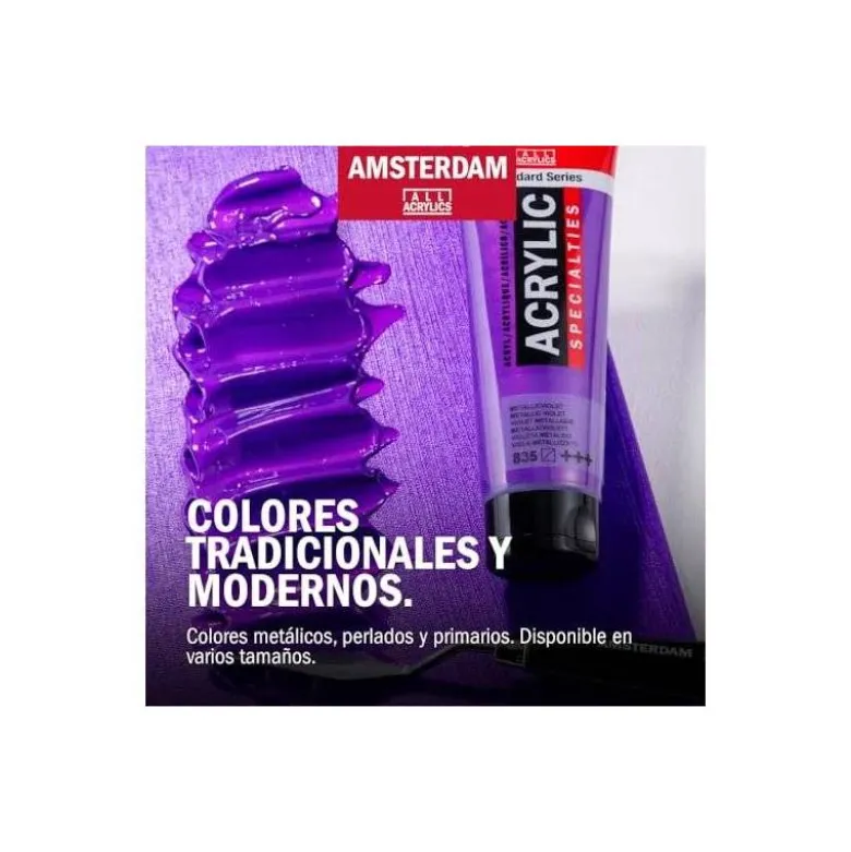 PINTURA ACRILICA AMSTERDAM BOTE 120 ML CAJA DE 5 UNIDADES COLORES BASICOS SURTIDOS