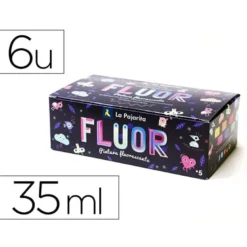 PINTURA ACRILICA LA PAJARITA FLUORESCENTE 35 ML CAJA DE 6 UNIDADES COLORES SURTIDOS
