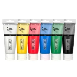 PINTURA ACRILICA LIDERPAPEL CAJA DE 6 TUBOS DE PLASTICO DE 75 ML COLORES BASICOS