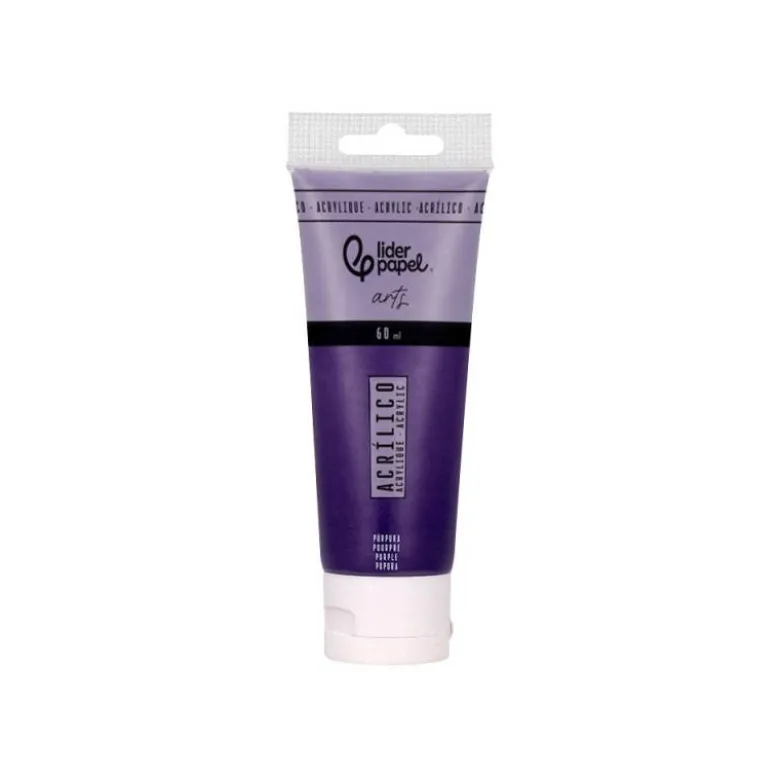 PINTURA ACRILICA LIDERPAPEL TUBO DE PLASTICO DE 60 ML COLOR PURPURA