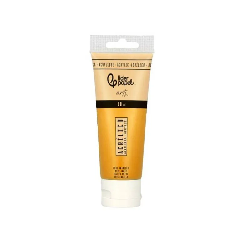 PINTURA ACRILICA LIDERPAPEL TUBO DE PLASTICO DE 60 ML COLOR OCRE AMARILLO