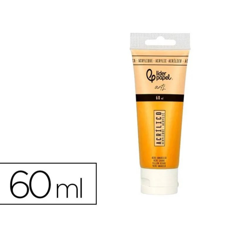 PINTURA ACRILICA LIDERPAPEL TUBO DE PLASTICO DE 60 ML COLOR OCRE AMARILLO
