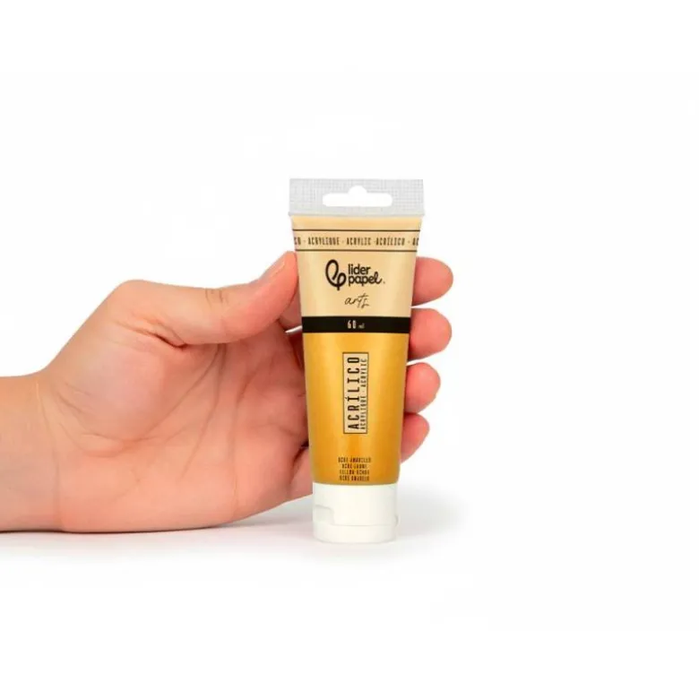 PINTURA ACRILICA LIDERPAPEL TUBO DE PLASTICO DE 60 ML COLOR OCRE AMARILLO