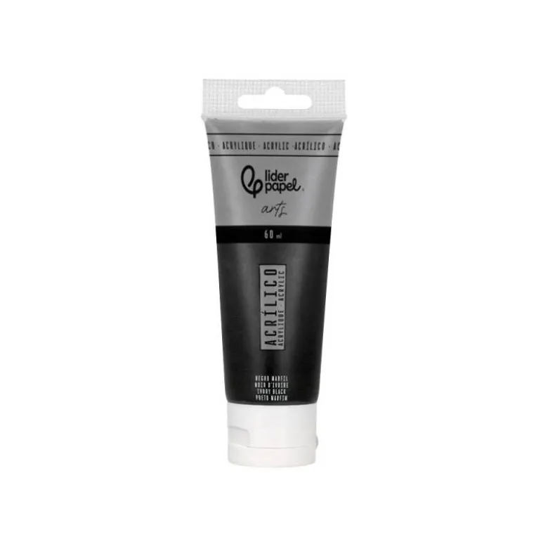 PINTURA ACRILICA LIDERPAPEL TUBO DE PLASTICO DE 60 ML COLOR NEGRO MARFIL