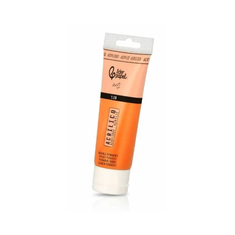PINTURA ACRILICA LIDERPAPEL TUBO DE PLASTICO DE 120 ML COLOR NARANJA PERMANENTE