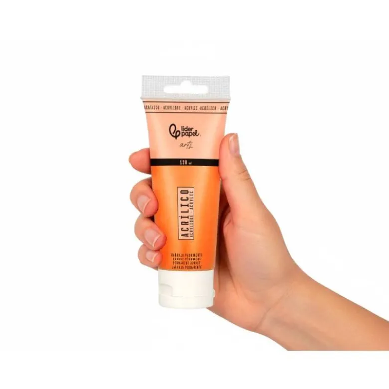 PINTURA ACRILICA LIDERPAPEL TUBO DE PLASTICO DE 120 ML COLOR NARANJA PERMANENTE